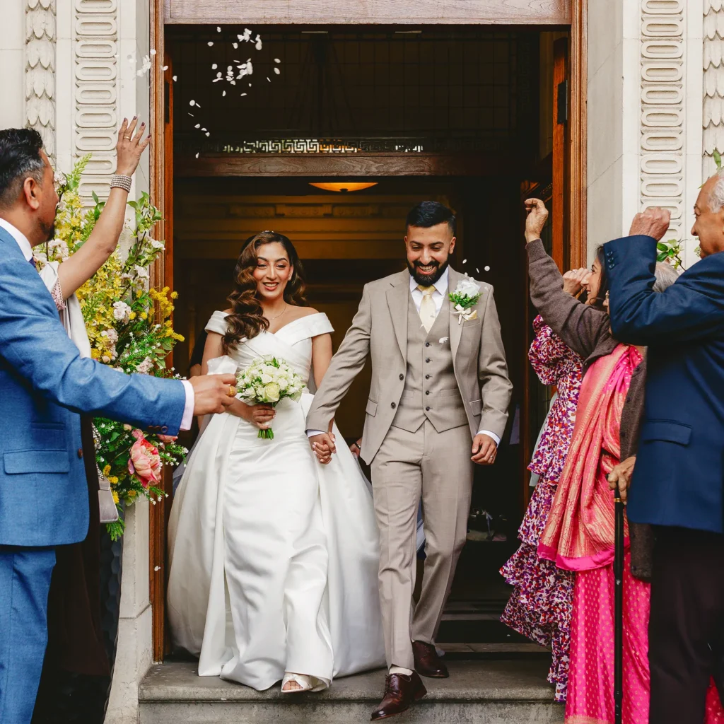 Marylebone town hall and the landmark hotel London wedding photographer